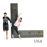 Maxbell 2 Pieces Miniature Sports Figure Dioramas Train Layout Fitness Couple Figure