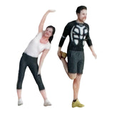 Maxbell 2 Pieces Miniature Sports Figure Dioramas Train Layout Fitness Couple Figure