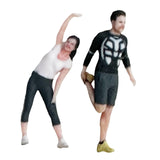 Maxbell 2 Pieces Miniature Sports Figure Dioramas Train Layout Fitness Couple Figure