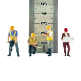 Maxbell 4Pcs 1:64 Construction Worker Figurine Resin for DIY Scene Photo Props Decor