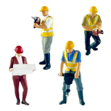 Maxbell 4Pcs 1:64 Construction Worker Figurine Resin for DIY Scene Photo Props Decor