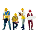 Maxbell 4Pcs 1:64 Construction Worker Figurine Resin for DIY Scene Photo Props Decor