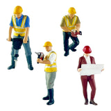 Maxbell 4Pcs 1:64 Construction Worker Figurine Resin for DIY Scene Photo Props Decor