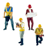Maxbell 4Pcs 1:64 Construction Worker Figurine Resin for DIY Scene Photo Props Decor