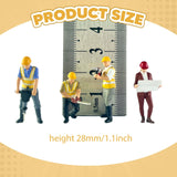 Maxbell 4Pcs 1:64 Construction Worker Figurine Resin for DIY Scene Photo Props Decor
