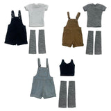 Maxbell 1/6 Scale Bib Overalls and Top Bib Shortalls for 12" Action Figures Dress up