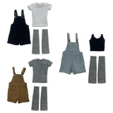 Maxbell 1/6 Scale Bib Overalls and Top Bib Shortalls for 12" Action Figures Dress up