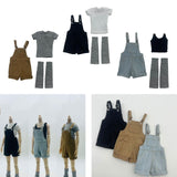 Maxbell 1/6 Scale Bib Overalls and Top Bib Shortalls for 12" Action Figures Dress up