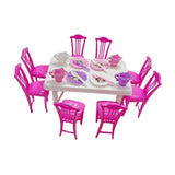 Maxbell Dollhouse Decoration Dinner Table Chair Set Mini Dinner Table for 16cm Dolls