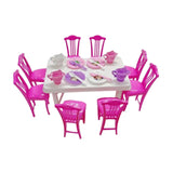 Maxbell Dollhouse Decoration Dinner Table Chair Set Mini Dinner Table for 16cm Dolls