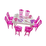 Maxbell Dollhouse Decoration Dinner Table Chair Set Mini Dinner Table for 16cm Dolls