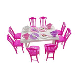 Maxbell Dollhouse Decoration Dinner Table Chair Set Mini Dinner Table for 16cm Dolls