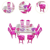 Maxbell Dollhouse Decoration Dinner Table Chair Set Mini Dinner Table for 16cm Dolls