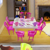 Maxbell Dollhouse Decoration Dinner Table Chair Set Mini Dinner Table for 16cm Dolls