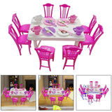 Maxbell Dollhouse Decoration Dinner Table Chair Set Mini Dinner Table for 16cm Dolls