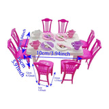 Maxbell Dollhouse Decoration Dinner Table Chair Set Mini Dinner Table for 16cm Dolls