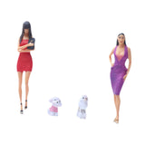 Maxbell 2Pcs 1/64 Diorama Feamle Figure with 2 Dog Layout Realistic Miniature People A