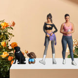 Maxbell 2Pcs 1/64 Diorama Feamle Figure with 2 Dog Layout Realistic Miniature People B