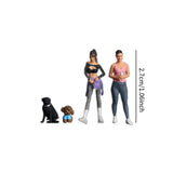 Maxbell 2Pcs 1/64 Diorama Feamle Figure with 2 Dog Layout Realistic Miniature People B