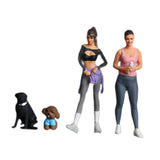 Maxbell 2Pcs 1/64 Diorama Feamle Figure with 2 Dog Layout Realistic Miniature People B