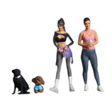 Maxbell 2Pcs 1/64 Diorama Feamle Figure with 2 Dog Layout Realistic Miniature People B