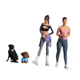 Maxbell 2Pcs 1/64 Diorama Feamle Figure with 2 Dog Layout Realistic Miniature People B