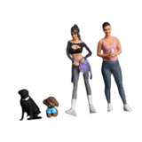 Maxbell 2Pcs 1/64 Diorama Feamle Figure with 2 Dog Layout Realistic Miniature People B