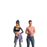 Maxbell 2Pcs 1/64 Diorama Feamle Figure with 2 Dog Layout Realistic Miniature People B