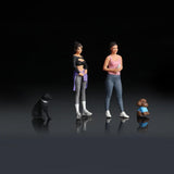 Maxbell 2Pcs 1/64 Diorama Feamle Figure with 2 Dog Layout Realistic Miniature People B
