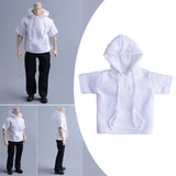 1/12 Scale Men's Hoodie Clothing Toy Cloth Cosplay Multifunctional Accessory White