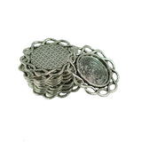 Maxbell 60pcs Hollow Round Filigree Flower Bezel Tray Pendants Connectors DIY 20mm