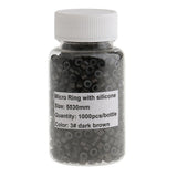 Maxbell Maxbell 1000 Pieces Silicone Hair Extension Loop Micro Color Ring Beads Dark Brown