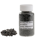Maxbell Maxbell 1000 Pieces Silicone Hair Extension Loop Micro Color Ring Beads Dark Brown