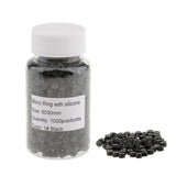 Maxbell Maxbell 1000 Pieces Silicone Hair Extension Loop Micro Color Ring Beads Black
