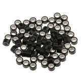 Maxbell Maxbell 1000 Pieces Silicone Hair Extension Loop Micro Color Ring Beads Black
