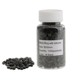 Maxbell Maxbell 1000 Pieces Silicone Hair Extension Loop Micro Color Ring Beads Black