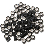 Maxbell Maxbell 1000 Pieces Silicone Hair Extension Loop Micro Color Ring Beads Black