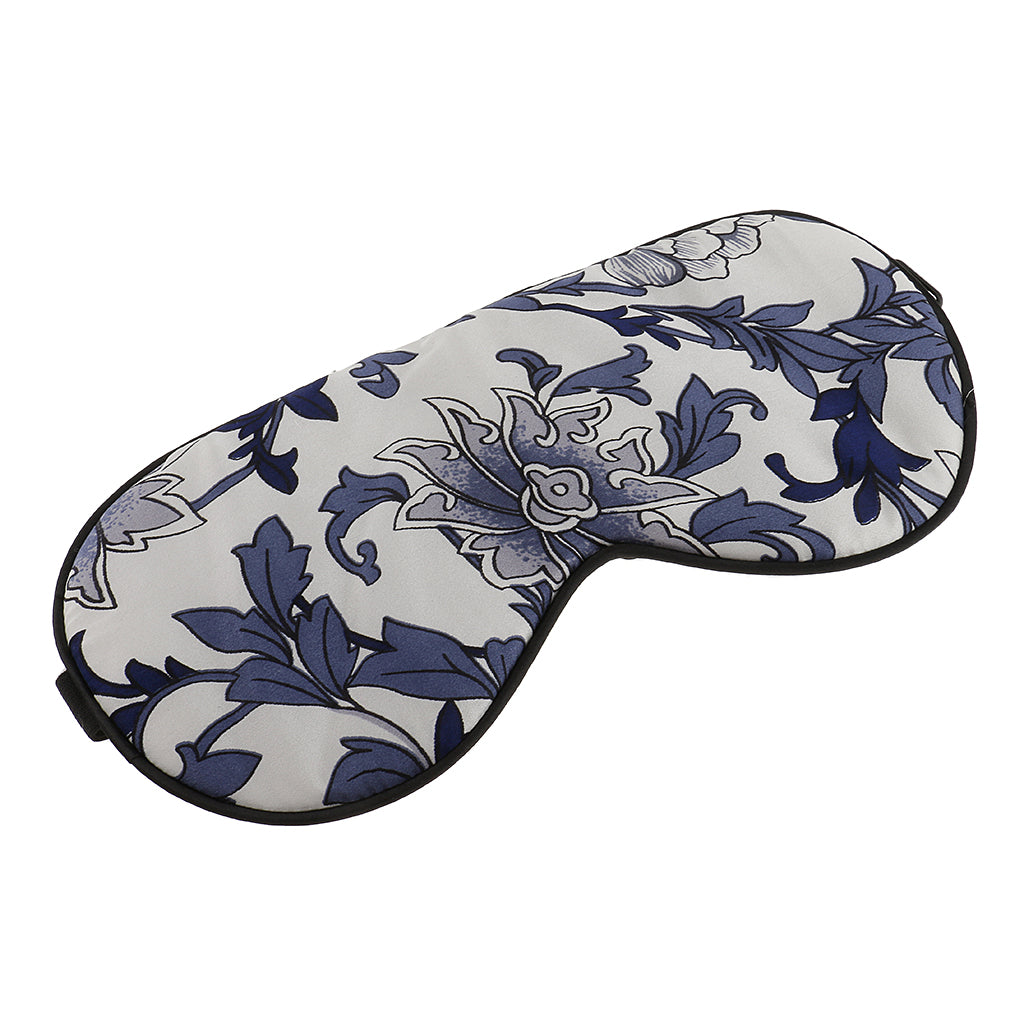 Maxbell Maxbell Double-side Silk Eye Mask Shade Cover Travel Sleep Aid Blindfold Blue Floral