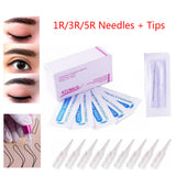 Maxbell Maxbell 200 Pieces Tattoo Needles Permanent Makeup Machine Pen+200 Pieces Tips 3R 1R