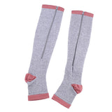 Maxbell Maxbell 1 Pair Womens Mens Compression Socks Zip Leg Support Stockings Gray XXL