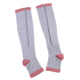 Maxbell Maxbell 1 Pair Womens Mens Compression Socks Zip Leg Support Stockings Gray XXL