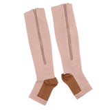 Maxbell Maxbell Pair Copper Compression Socks Leg Support Open Toe Stockings XXL Skin Color