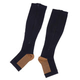 Maxbell Maxbell Pair Copper Compression Socks Leg Support Open Toe Stockings L XL Black