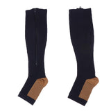 Maxbell Maxbell Pair Copper Compression Socks Leg Support Open Toe Stockings L XL Black