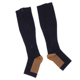 Maxbell Maxbell Pair Copper Compression Socks Leg Support Open Toe Stockings L XL Black