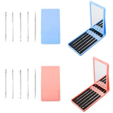 Maxbell Maxbell 5Pieces Blackhead Remover Acne Blemish Needle Pimple Extractor + Mirror Pink