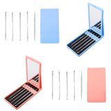 Maxbell Maxbell 5Pieces Blackhead Remover Acne Blemish Needle Pimple Extractor + Mirror Pink