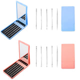 Maxbell Maxbell 5Pieces Blackhead Remover Acne Blemish Needle Pimple Extractor + Mirror Pink