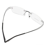 Maxbell Maxbell Lightweight Memory Metal Rimless Glasses Eyeglasses Spectacles Frame Black