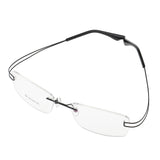 Maxbell Maxbell Lightweight Memory Metal Rimless Glasses Eyeglasses Spectacles Frame Black